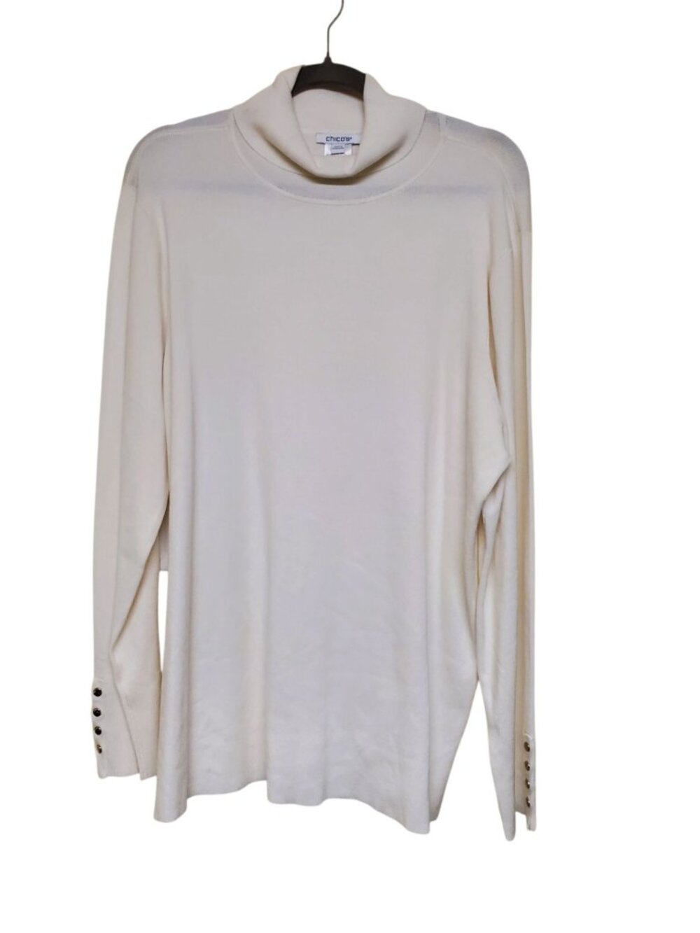 Chico's Cream Lenzing Ecovero Long Sleeve Turtleneck Light Knit Sweater 4 (XXL)
